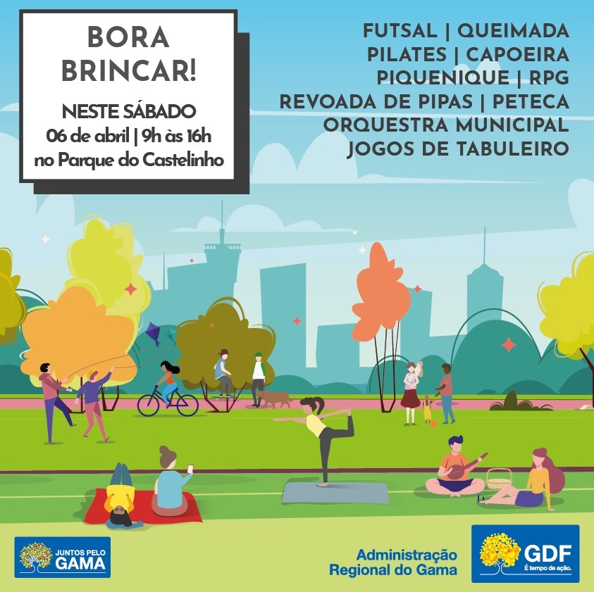 A Administração Regional do Gama irá lançar mais um projeto do Juntos pelo Gama: o “Bora Brincar” A Administração Regional do Gama irá lançar mais um projeto do Juntos pelo Gama: o “Bora Brincar”