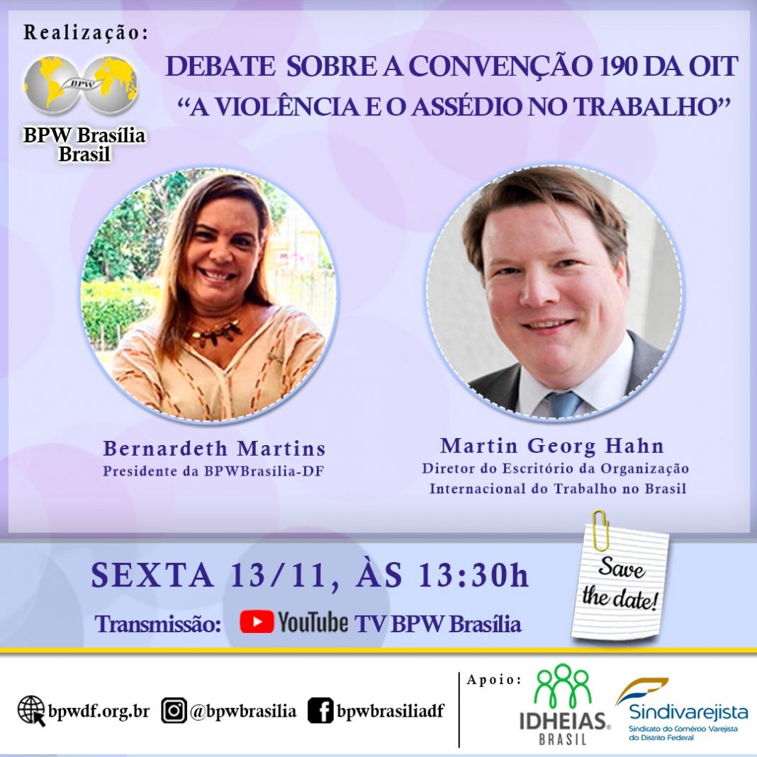 Violência e Assédio no Trabalho é tema de debate realizado pela BPW Brasília-DF
