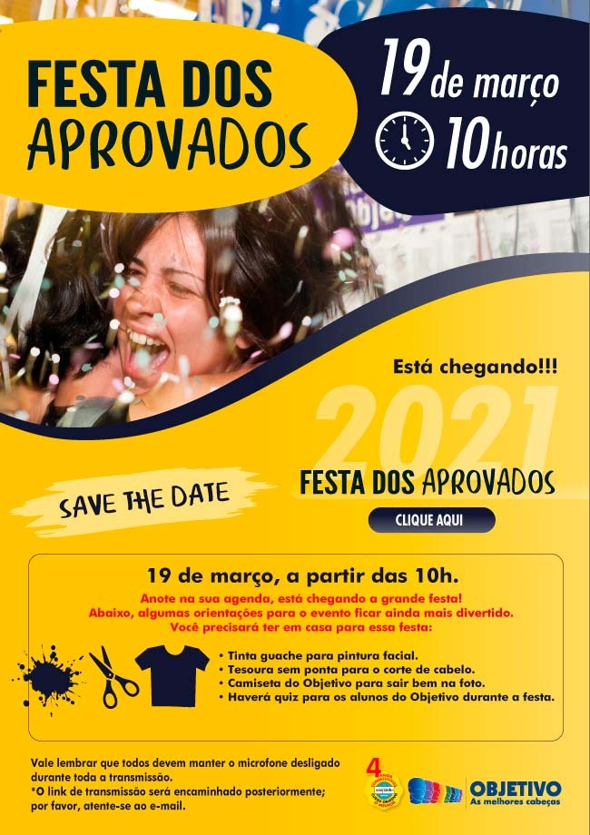 Objetivo realiza festa on-line da fuvest 2021 em 19 de março Objetivo realiza festa on-line da fuvest 2021 em 19 de março
