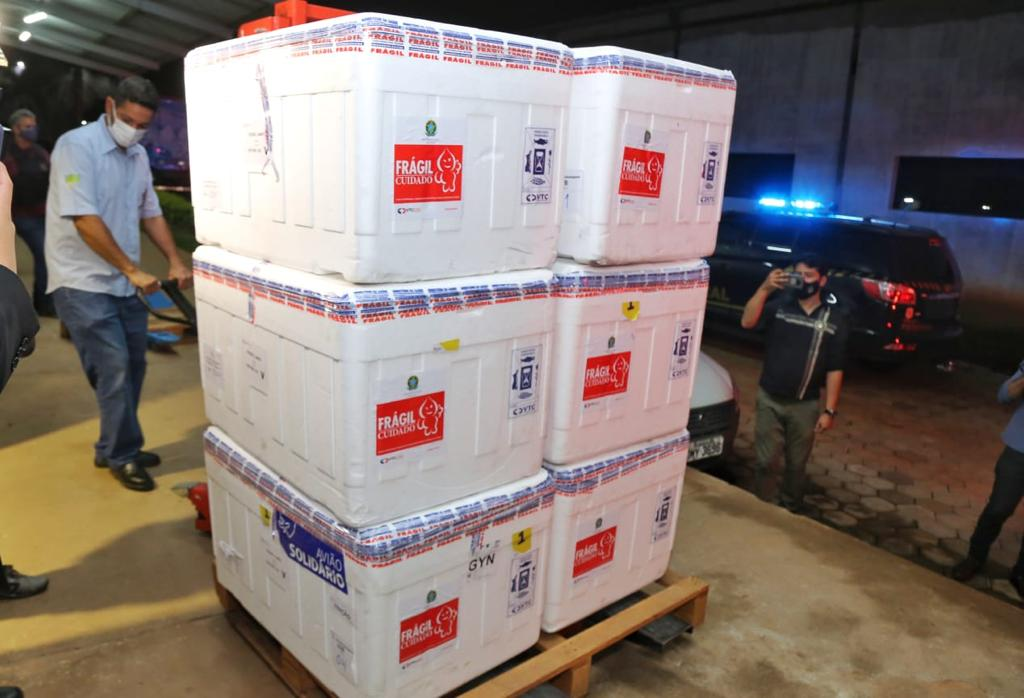 Goiás recebe oitavo lote com 134,4 mil doses de vacinas do Ministério da Saúde Goiás recebe oitavo lote com 134,4 mil doses de vacinas do Ministério da Saúde