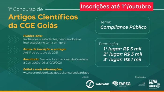 Concurso de artigos científicos da CGE terá premiação de R$ 9 mil