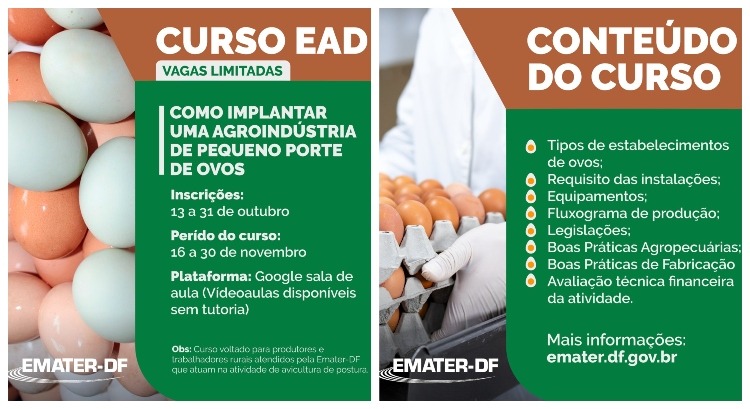 Curso sobre implantação de agroindústria de pequeno porte de ovos Curso sobre implantação de agroindústria de pequeno porte de ovos