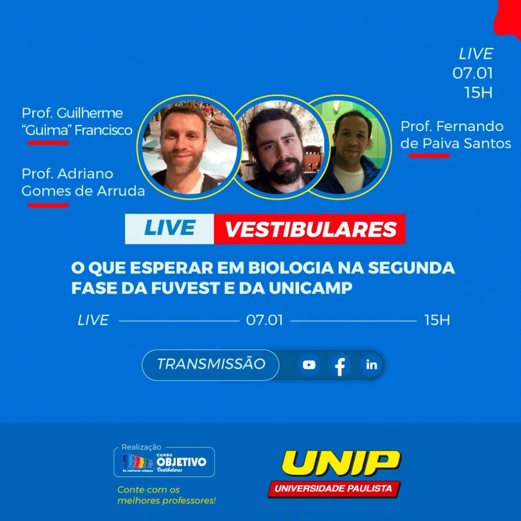 “O que esperar em Biologia na segunda fase da Fuvest e da Unicamp”: tema de live do Objetivo no dia 7