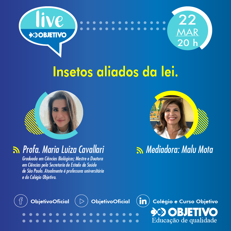 Objetivo fala em live sobre a utilização de insetos nas investigações criminais