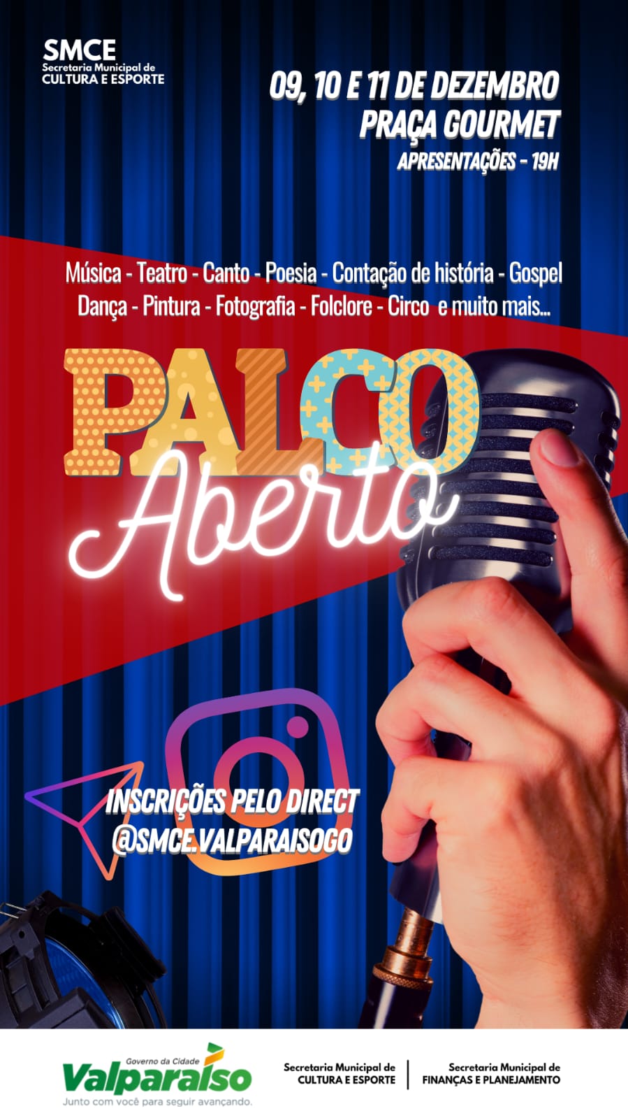 Secretaria de cultura e esportes abre inscrições para apresentações de artistas da cidade em espaço público