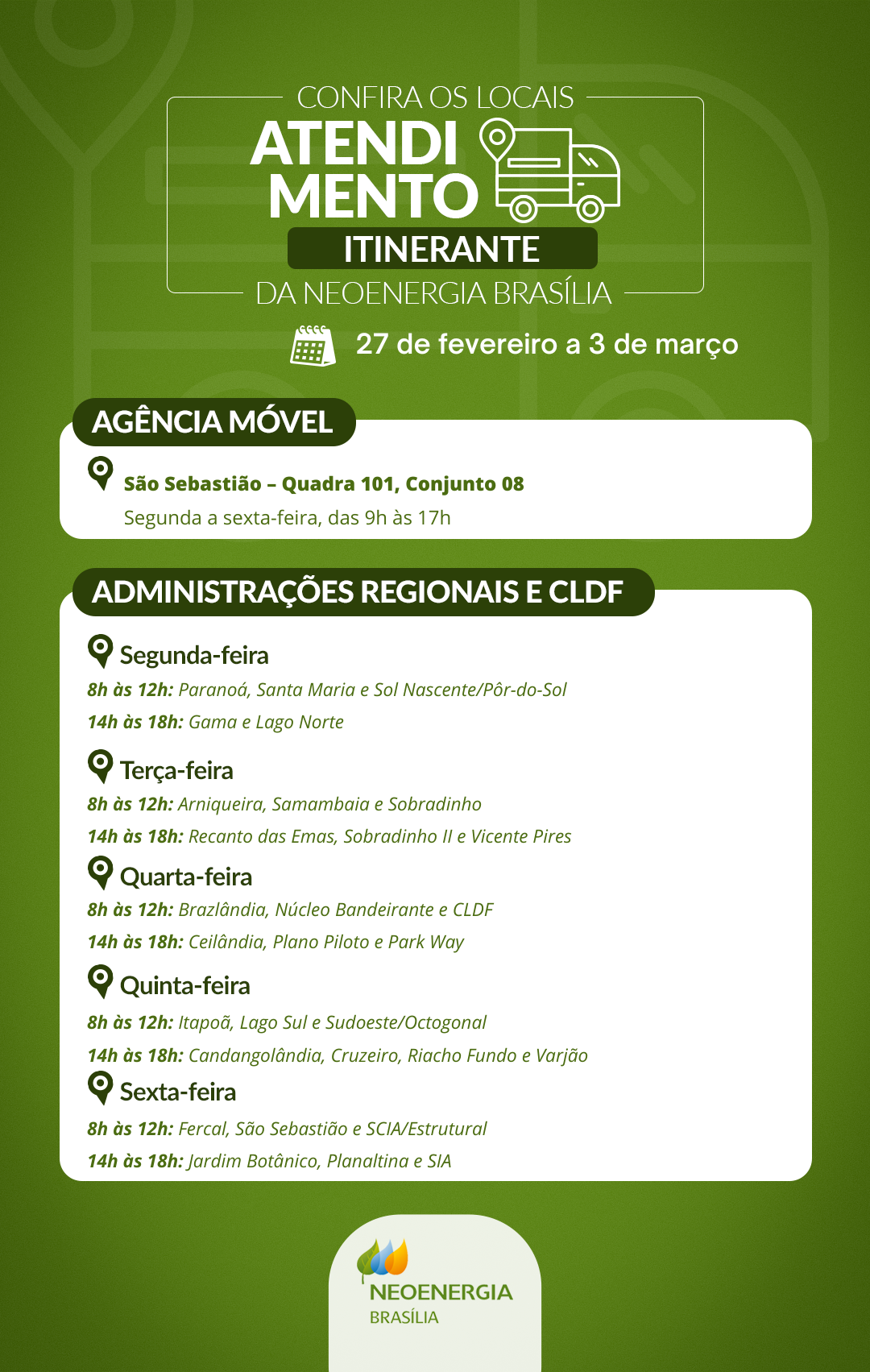 Confira locais do atendimento itinerante sobre energia nesta semana Confira locais do atendimento itinerante sobre energia nesta semana