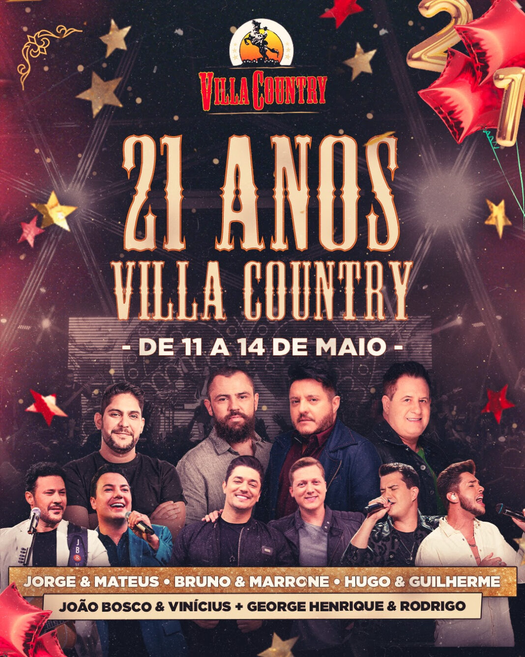 Villa Country comemora seus 21 anos de existência com quatro dias de festa e traz grandes nomes do sertanejo Villa Country comemora seus 21 anos de existência com quatro dias de festa e traz grandes nomes do sertanejo
