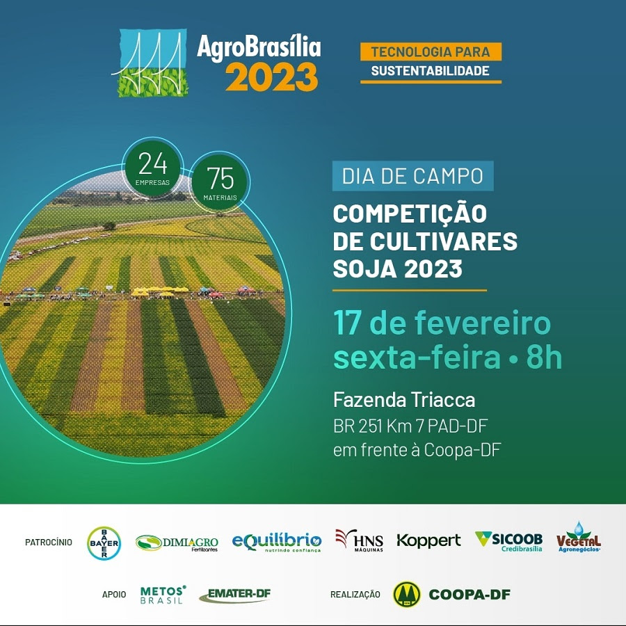 Embrapa Cerrados participa de Dia de Campo de Competição de Cultivares de Soja da AgroBrasília na nesta sexta (17) Embrapa Cerrados participa de Dia de Campo de Competição de Cultivares de Soja da AgroBrasília na nesta sexta (17)