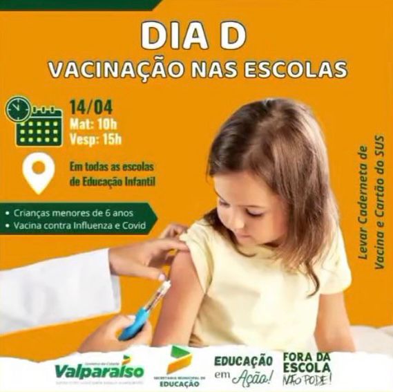 Secretaria de educação promove “dia d” de vacinação nas escolas Secretaria de educação promove “dia d” de vacinação nas escolas