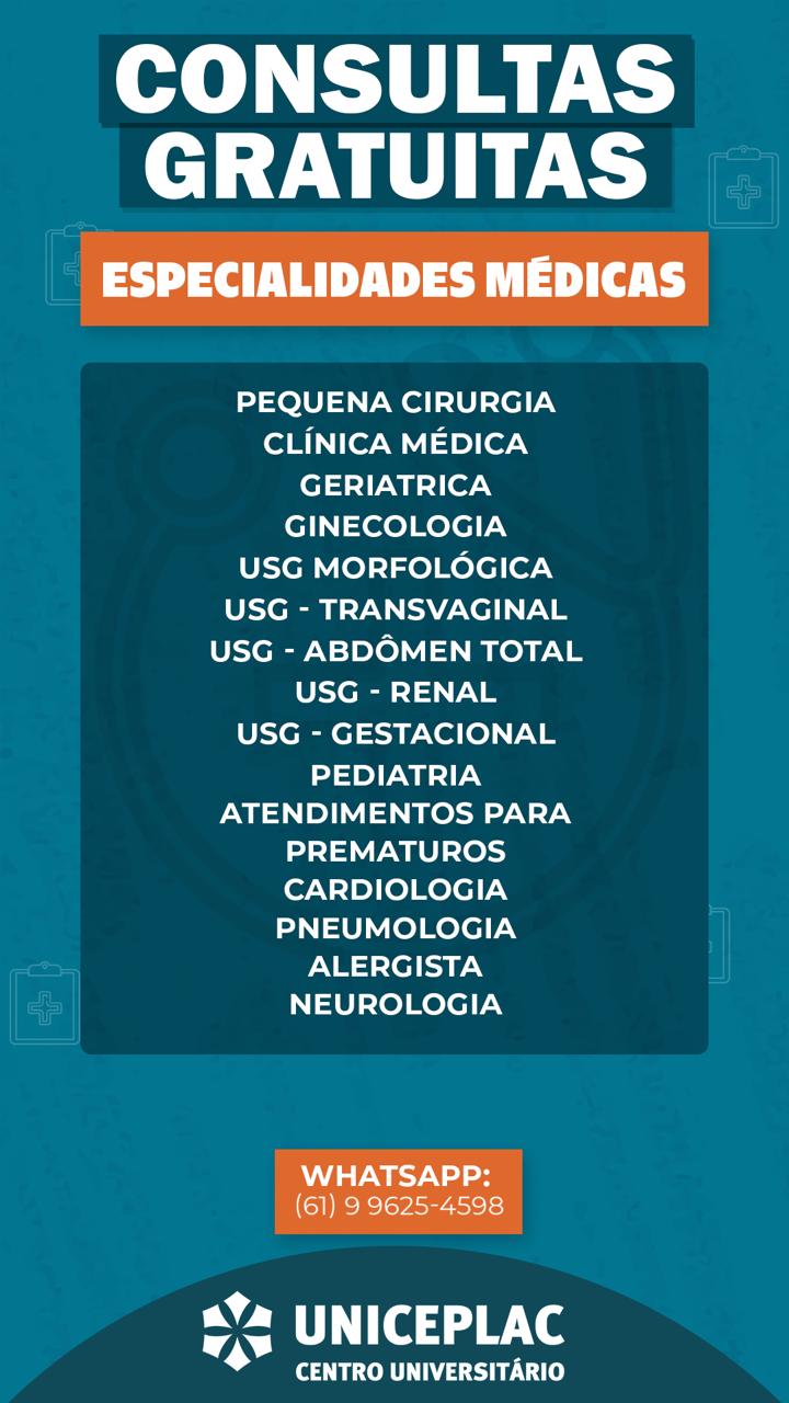 Curso de Medicina do UNICEPLAC oferece atendimentos gratuitos à comunidade