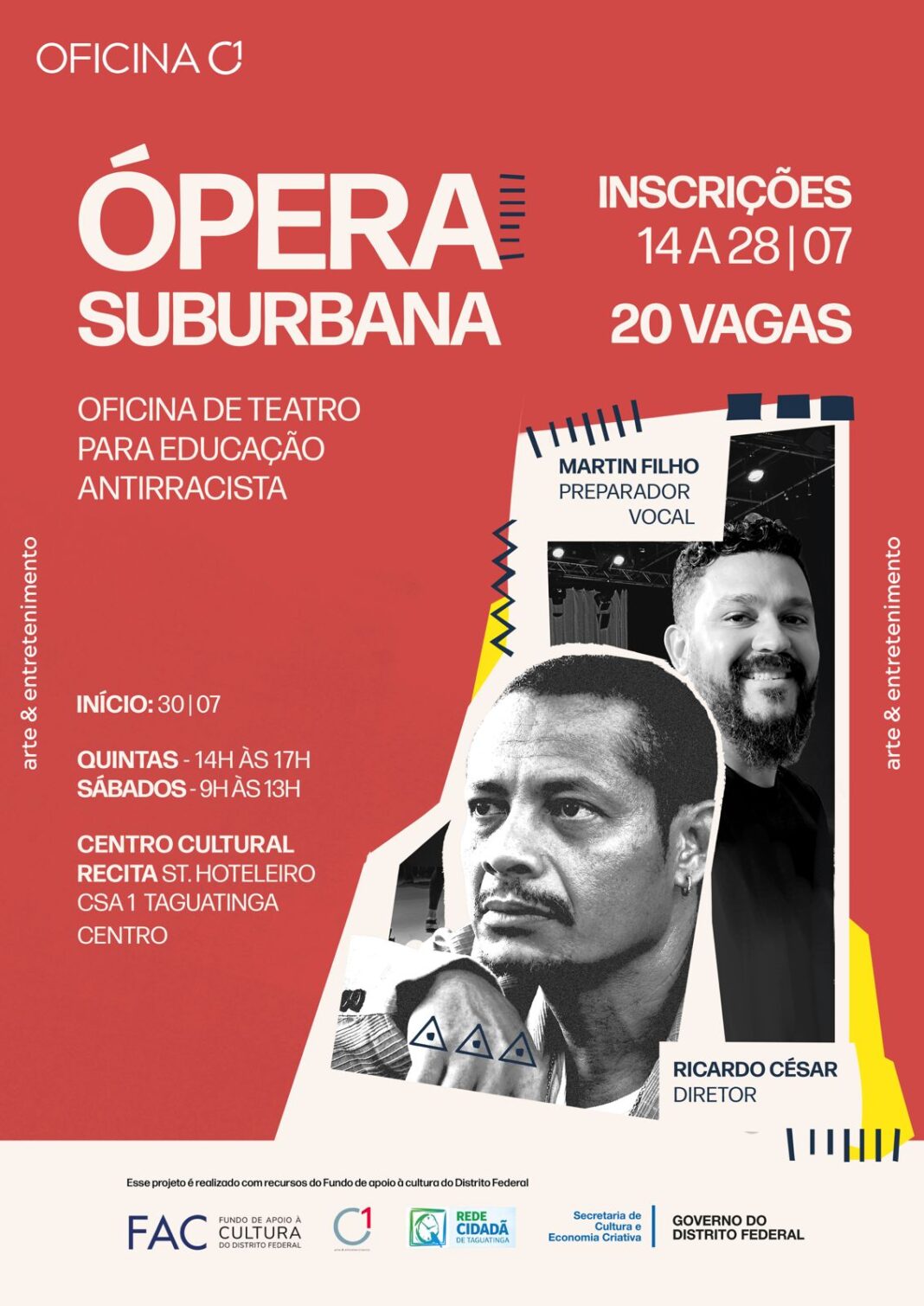 Inscrições abertas para oficina gratuita de teatro musical em Taguatinga Inscrições abertas para oficina gratuita de teatro musical em Taguatinga
